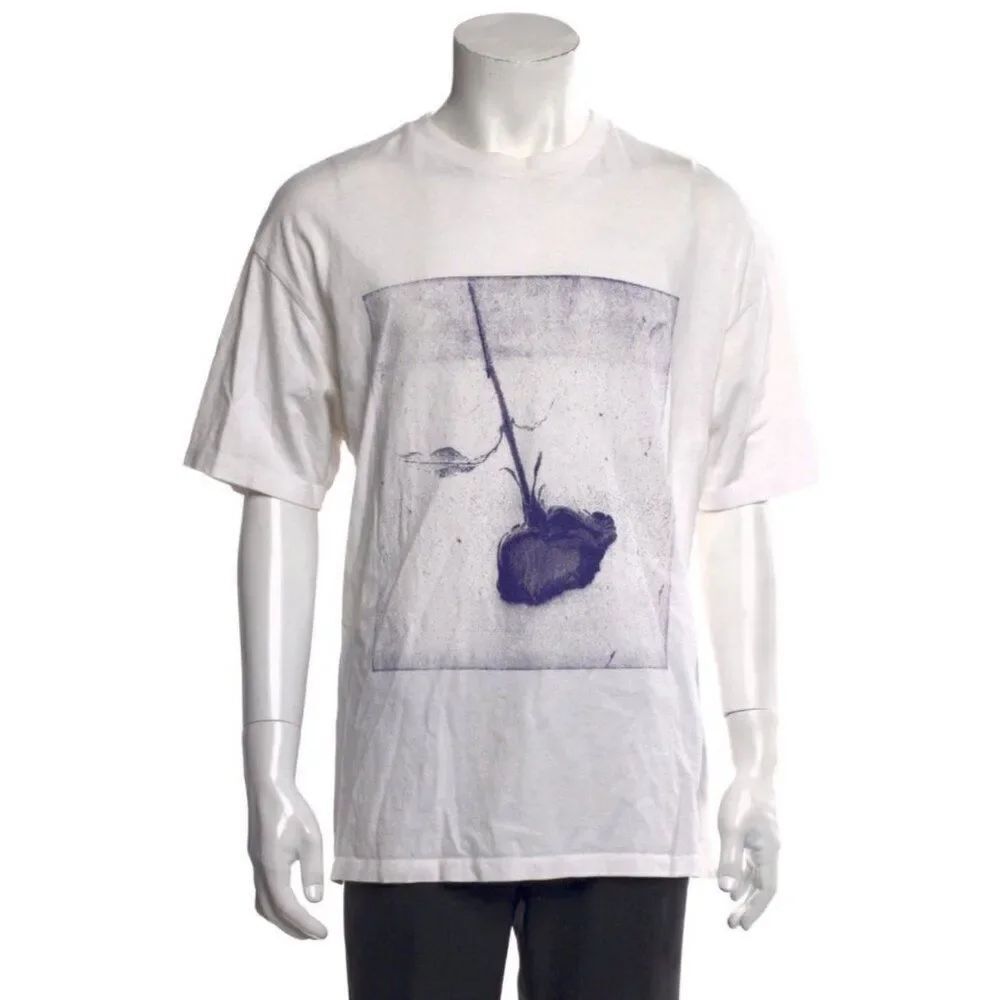 Ksubi Men’s Authentic White Short Sleeve Rose T Shirt Top Medium